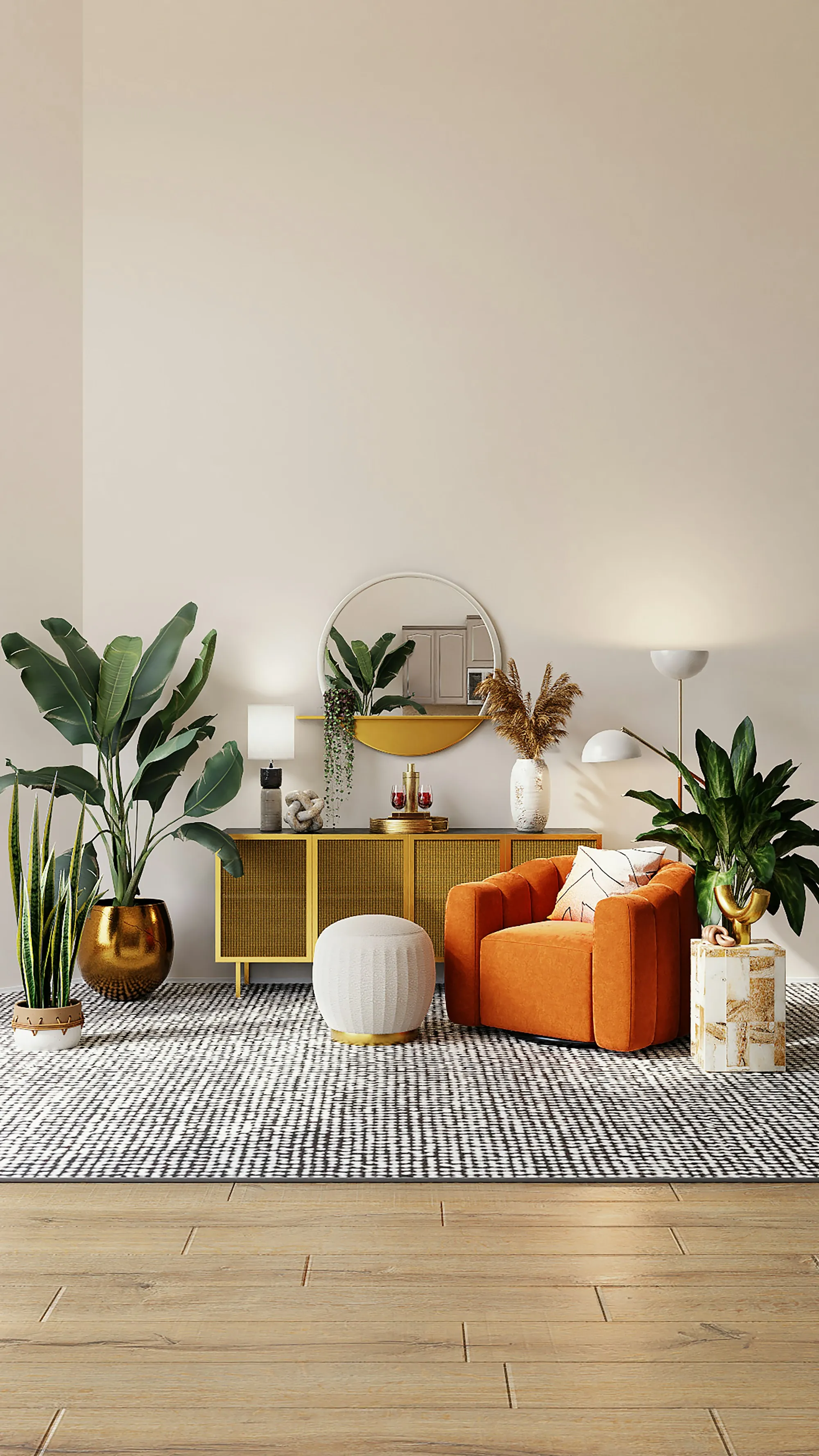 Refreshed lounge area in a remodeled house